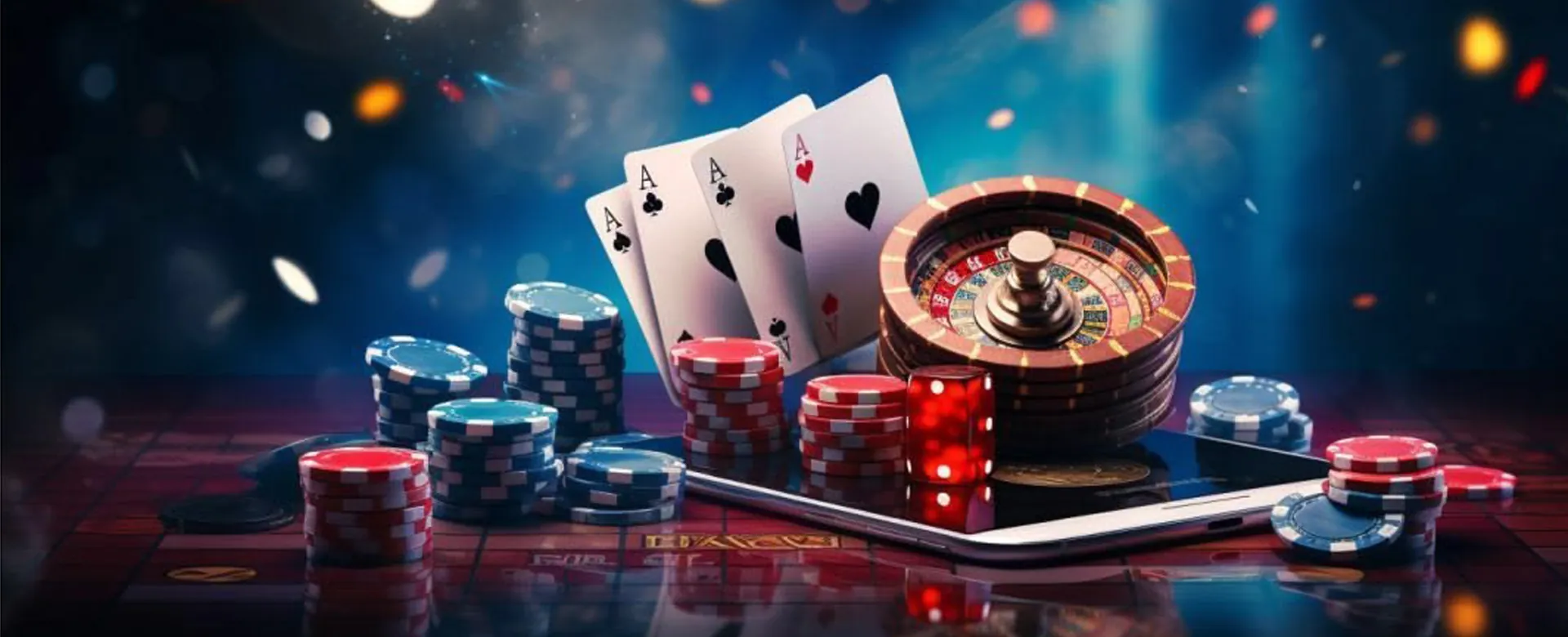 rich9 promotions hero image, golden coins and casino elements