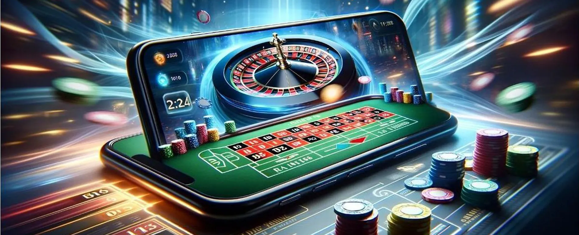 Luxurious rich9 poker table with cards and chips